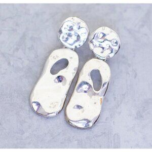 Vintage Dangle Silver Tone Rhinestone Geometric Diamond Earrings - CE1